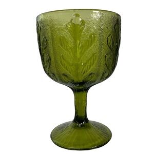 Vintage Oak Leaf Design Green FTD Glass Dish